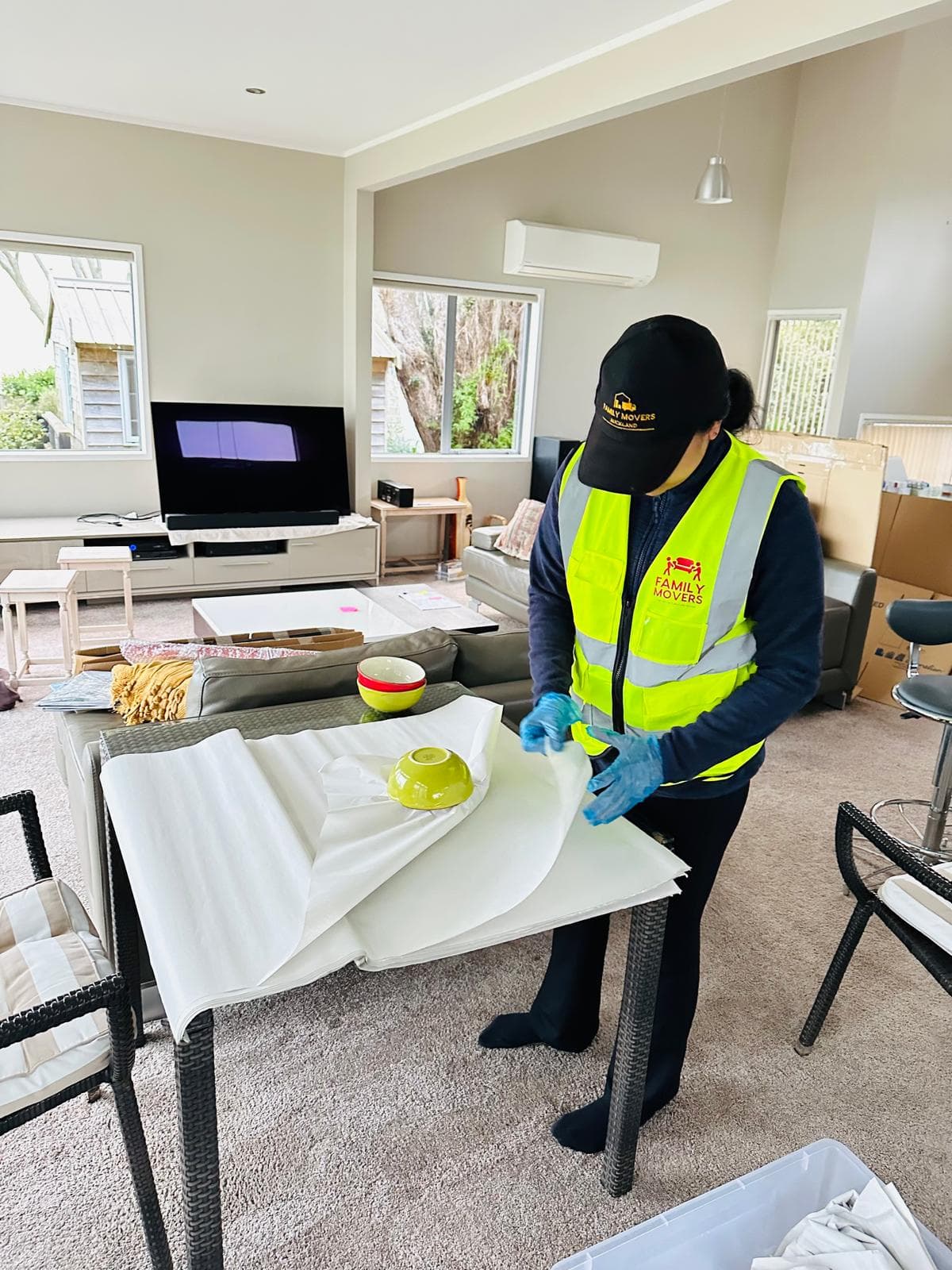 Family Movers crew preparing and packing items carefully