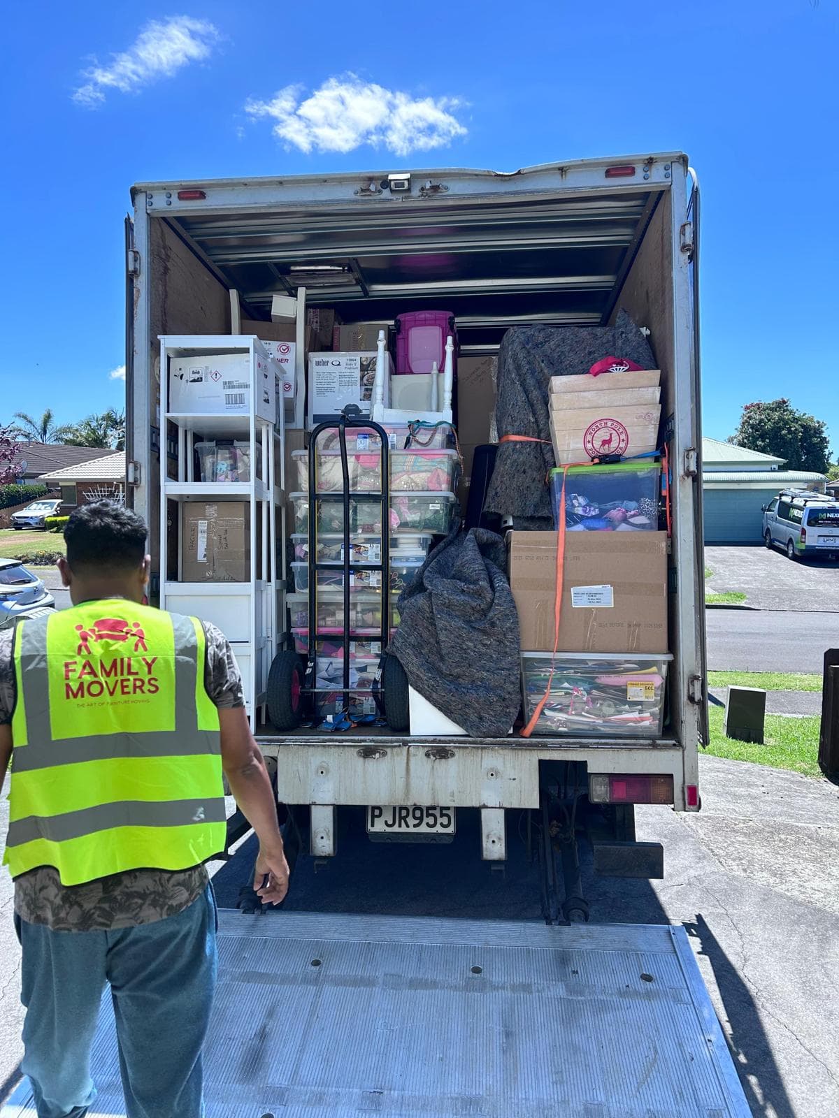 Loaded Family Movers truck prepared for delivery